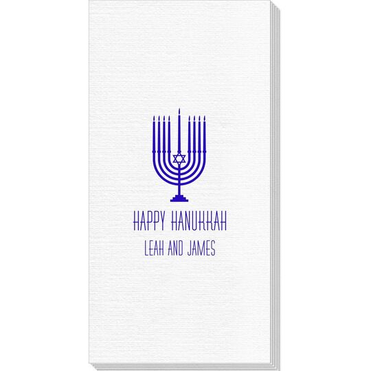 Happy Hanukkah Menorah Deville Guest Towels